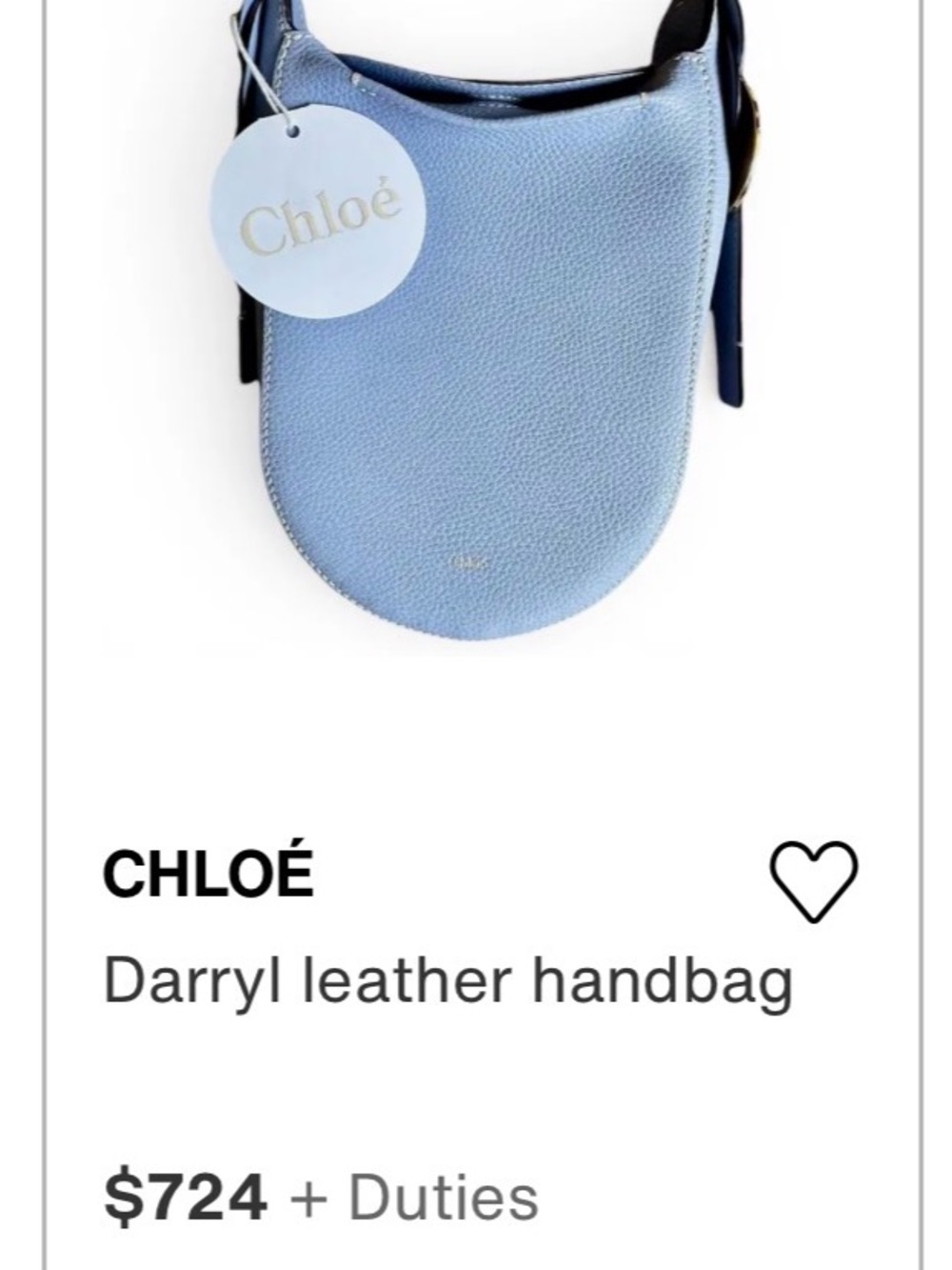 π₯ Authentic ChloΓ© π₯ ChloΓ© Darryl Pebbled Leather Saddle Bag in Light Blue